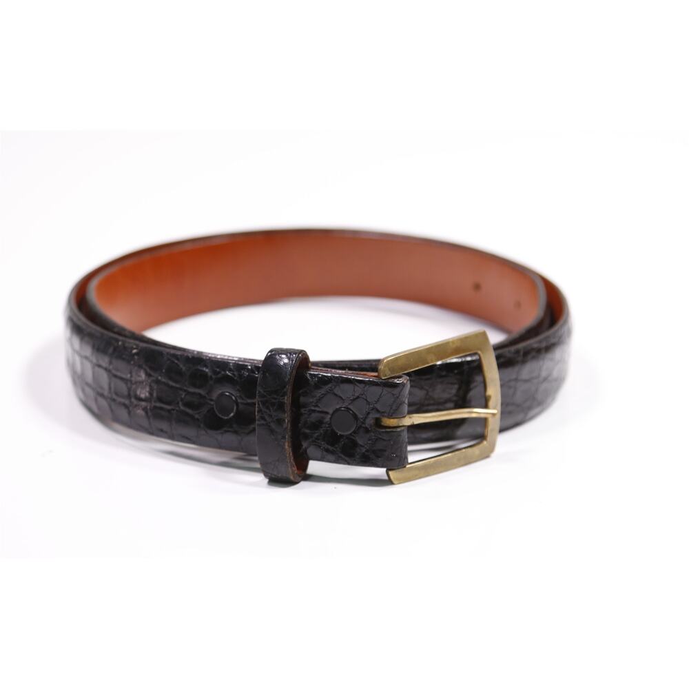 Douglas Magnus Vintage Santa Fe Genuine Alligator Brass Buckle Belt 35